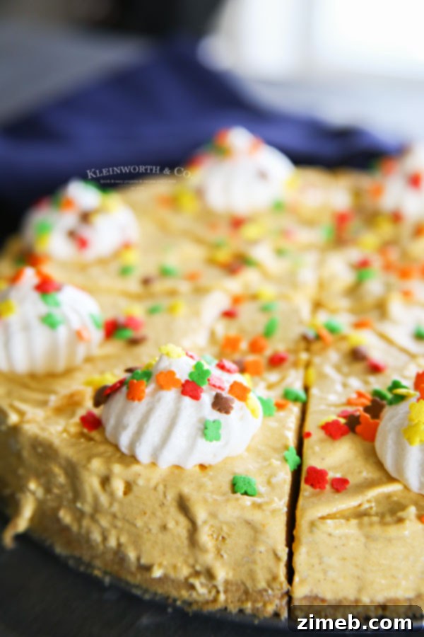 No-Fuss Pumpkin Cheesecake Perfection 4 easy thanksgiving dessert recipe - Easy No-Bake Pumpkin Cheesecake