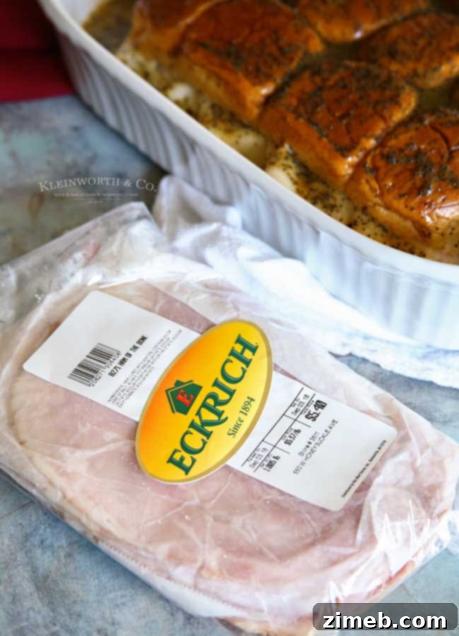 Poppy Seed Ham and Cheese Sliders with Eckrich ham