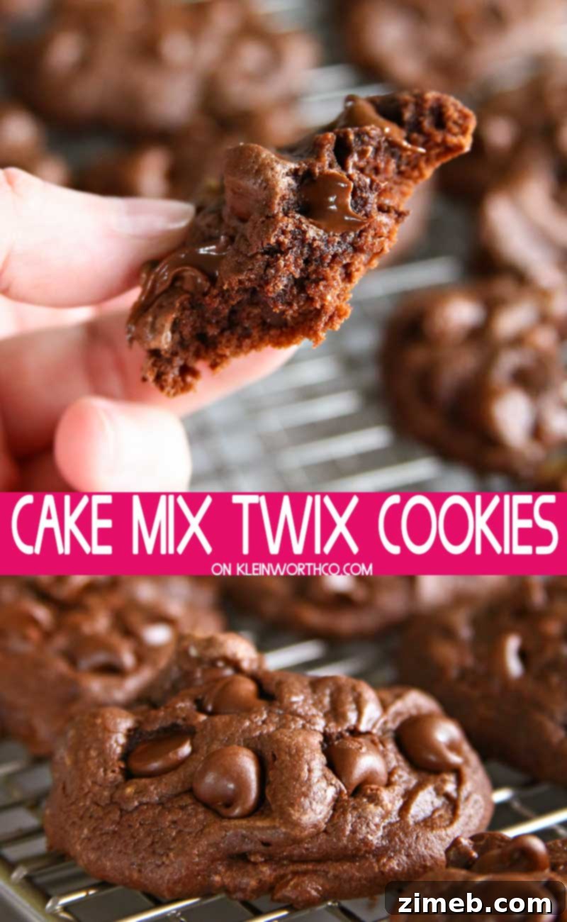Twix Candy Bar Chocolate Cake Cookies 2 Chocolate Cake Mix Twix Cookies: Soft & Chewy Chocolate Cookies with Crushed Twix Candy Bars