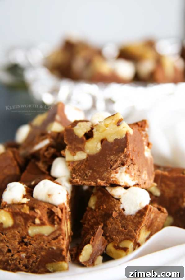 Homemade Rocky Road Fudge, a perfect holiday gift idea and simple dessert