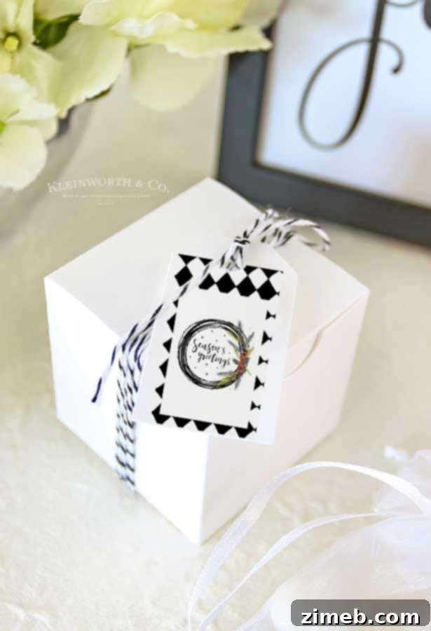 Cute Gift Tags - Black and White Cursive Free Printable Gift Tags