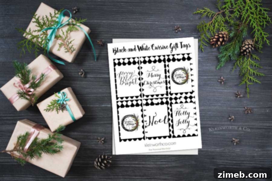 black and white gift tags for every occasion