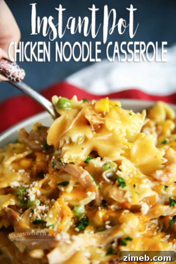 Instant Pot Chicken Noodle Casserole, a creamy and comforting dish.