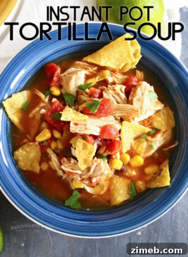 Instant Pot Chicken Tortilla Soup, quick and zesty.