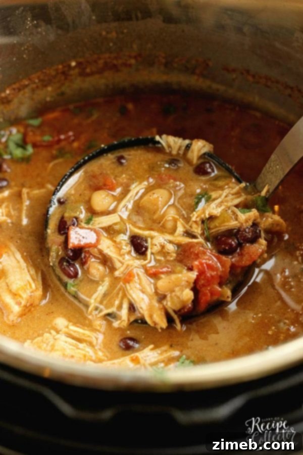 Instant Pot Green Chile Chicken Soup, zesty and hearty.