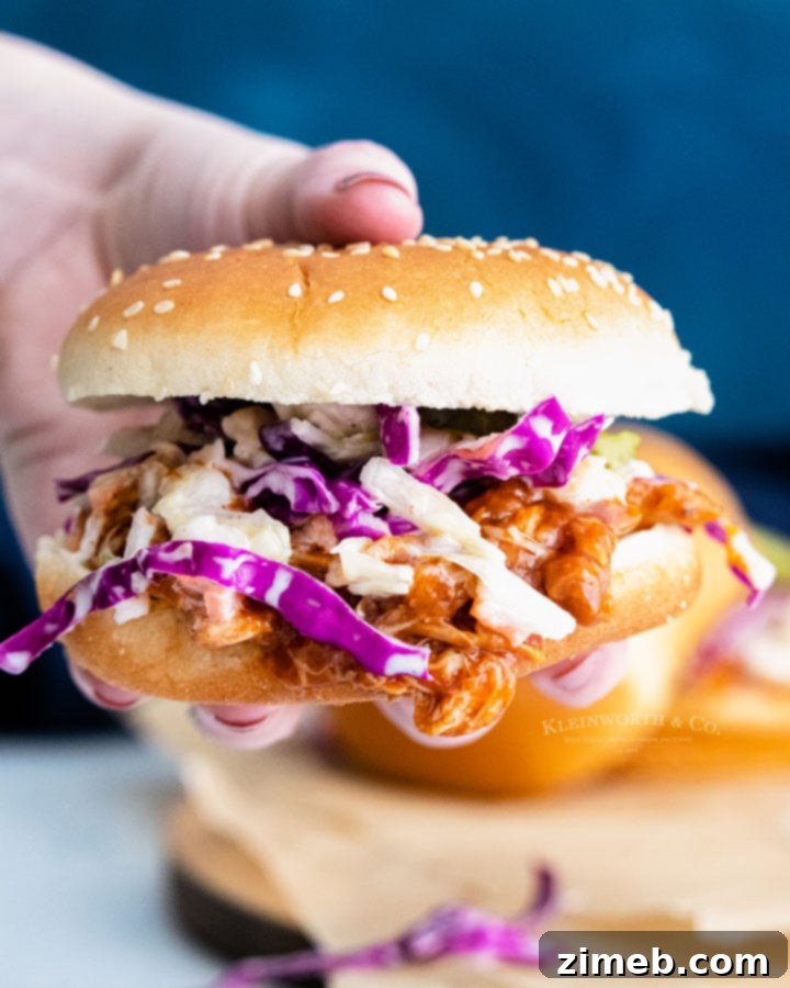Instant Pot BBQ Pulled Chicken, tender and tangy.