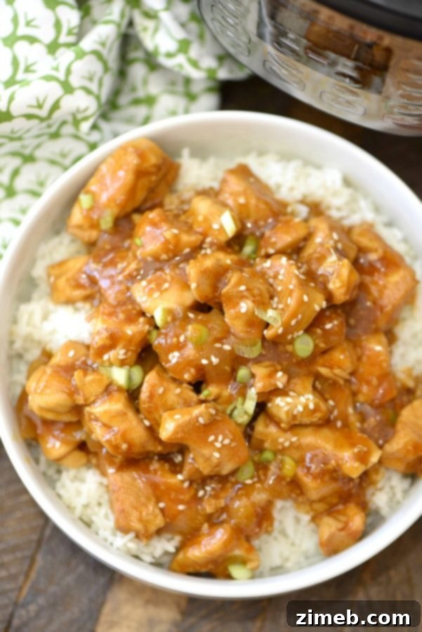 Spicy Honey Instant Pot Chicken, sticky and sweet with a kick.