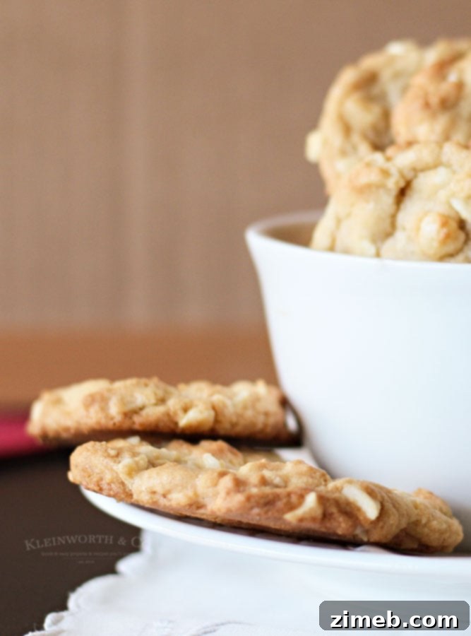 Dreamy White Chocolate Macadamia Nut Delights 5 Soft and Chewy White Chocolate Macadamia Nut Cookies, perfect for holidays