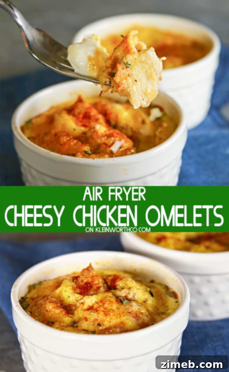 Air Fryer Cheesy Chicken Omelet 2 Easy Air Fried Cheesy Chicken Omelet for a quick, healthy breakfast