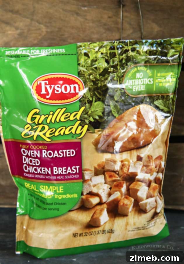 Air Fryer Cheesy Chicken Omelet 6 Tyson grilled and ready chicken used in Easy Air Fried Cheesy Chicken Omelettes