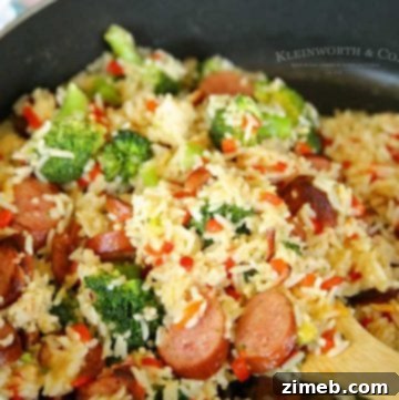 Creamy Cheesy Sausage Broccoli Skillet 13 easy family dinner recipe - Cheesy Broccoli Sausage Skillet Dinner