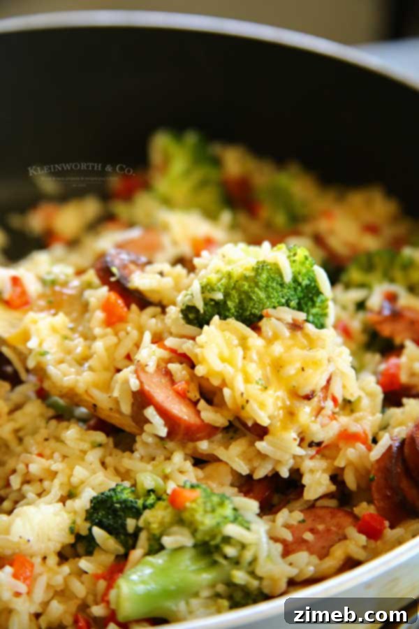 Creamy Cheesy Sausage Broccoli Skillet 7 20 minute dinner - Cheesy Broccoli Sausage Skillet Dinner