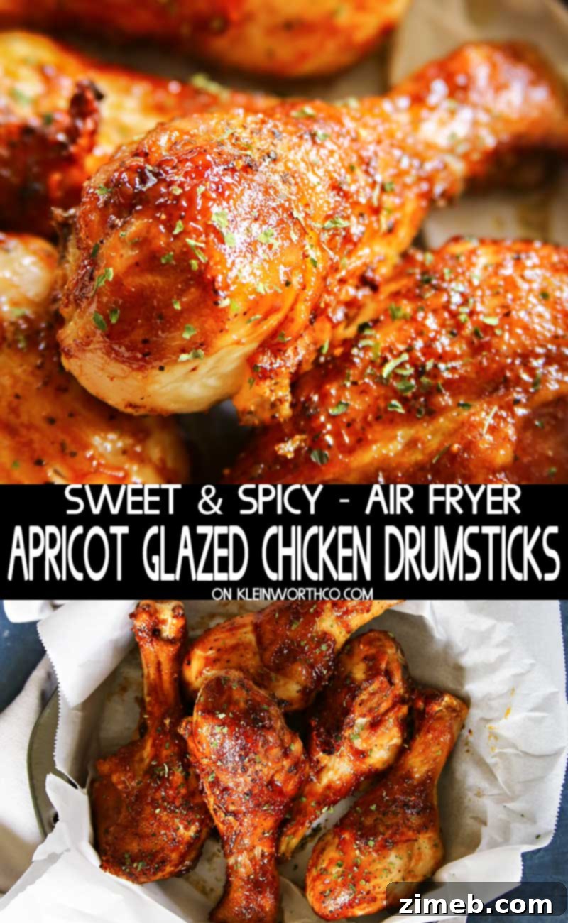 Golden Apricot Glazed Air Fryer Drumsticks 12 Air Fryer Apricot Glazed Chicken Drumsticks - Quick Dinner Idea
