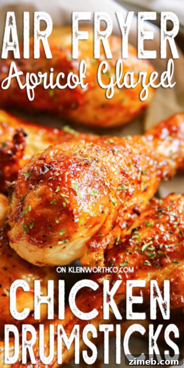 Golden Apricot Glazed Air Fryer Drumsticks 5 Air Fryer Chicken Drumsticks coated in a delicious apricot glaze