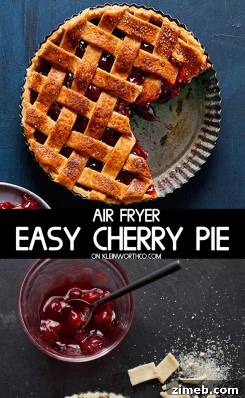 Delicious slice of Air Fryer Cherry Pie with ice cream