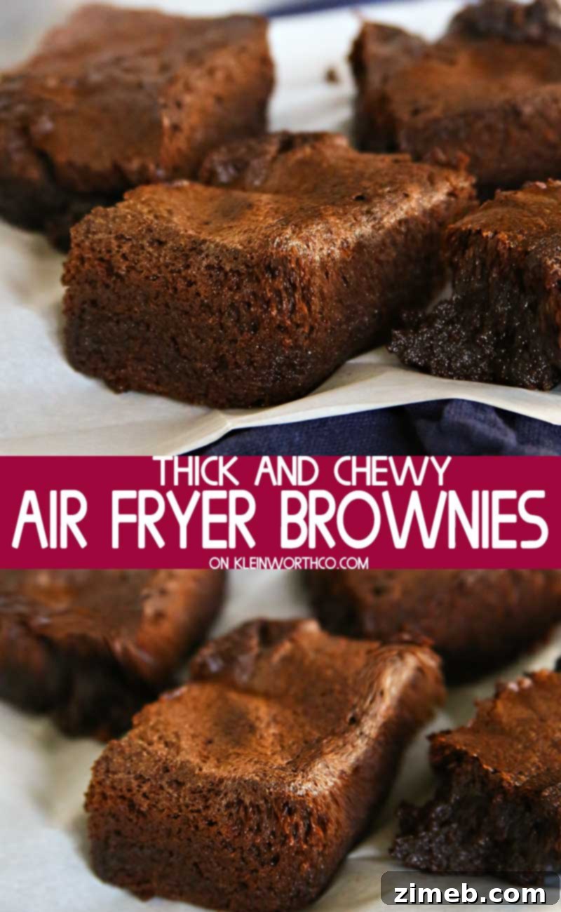 Fudgy Air Fryer Brownies 2 Air Fryer Brownies, thick and chewy chocolate dessert