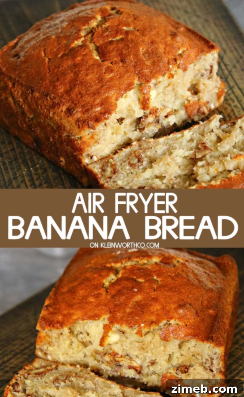 Effortless Air Fryer Banana Bread 2 Air Fryer Banana Bread - a quick and easy recipe for delicious homemade banana bread cooked in an air fryer.
