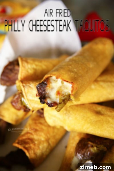 Air Fried Philly Cheesesteak Taquitos