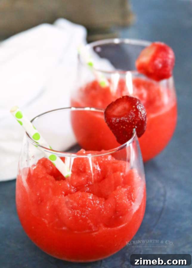 Detailed view of how to make a frozen Strawberry Daiquiri at home.