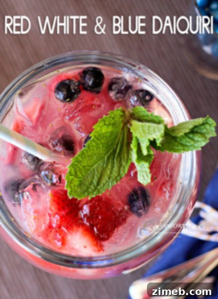 Refreshing Red White & Blue Daiquiri for patriotic celebrations.