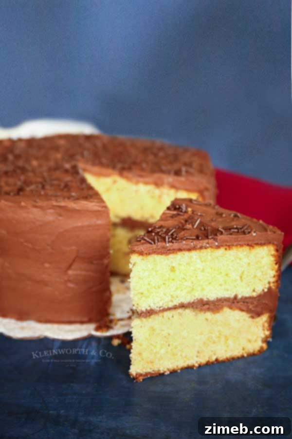 Perfect Yellow Cake 4 Classic yellow cake recipe, beautifully frosted and ready to serve.