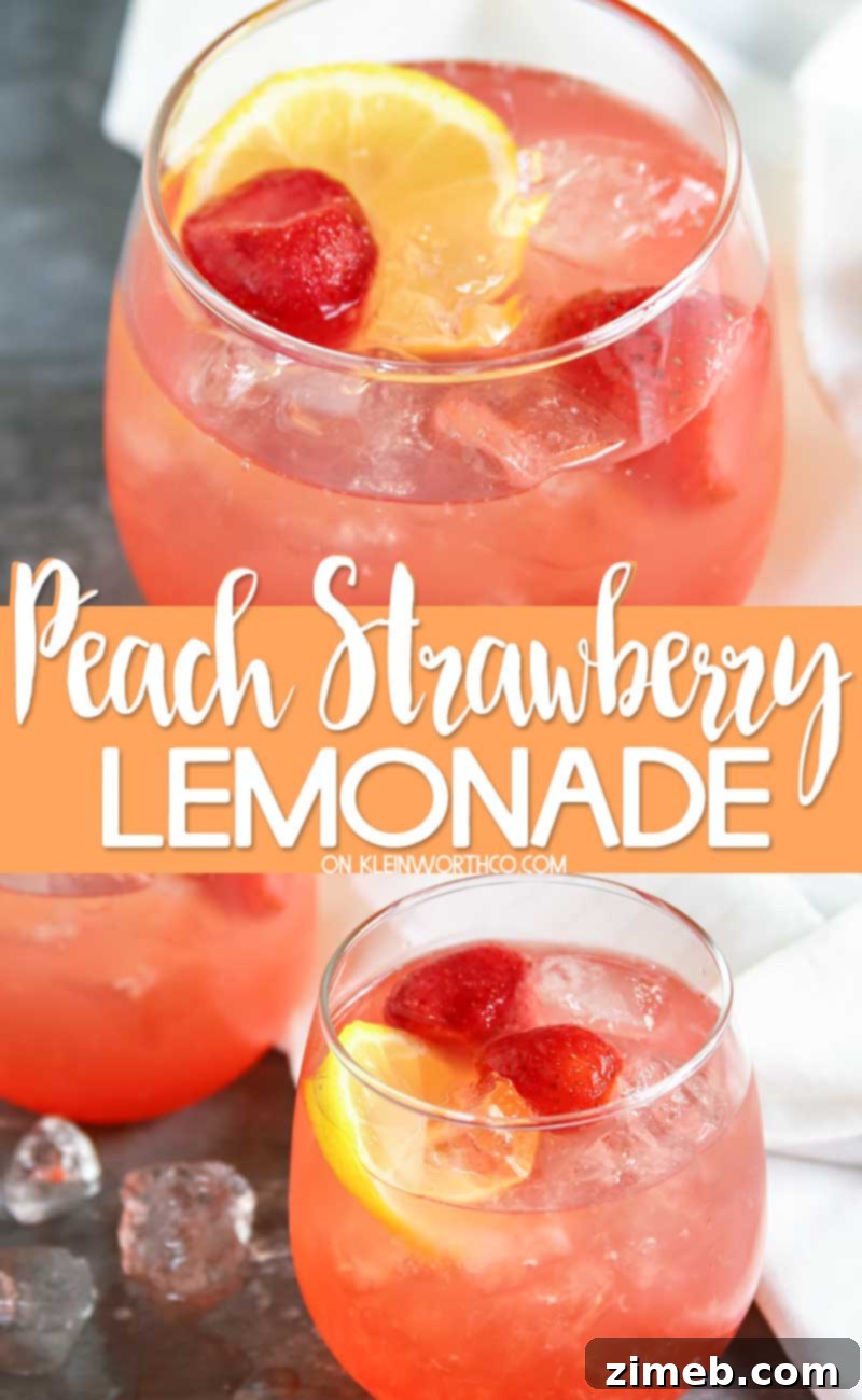 Sun-Kissed Peach Strawberry Lemonade 2 Cool & refreshing Peach Strawberry Lemonade