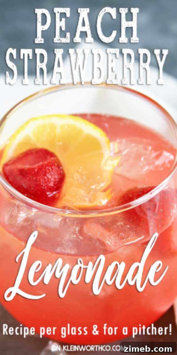 Sun-Kissed Peach Strawberry Lemonade 9 Homemade Peach Strawberry Lemonade with fresh fruit