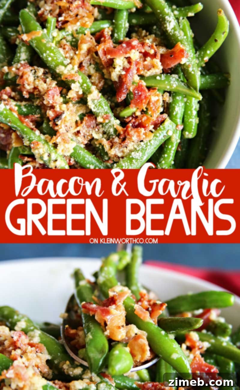 Savory Bacon and Garlic Green Beans 2 Bacon & Garlic Green Beans - The perfect easy side dish for any meal, featuring tender green beans, crispy bacon, and aromatic garlic butter.