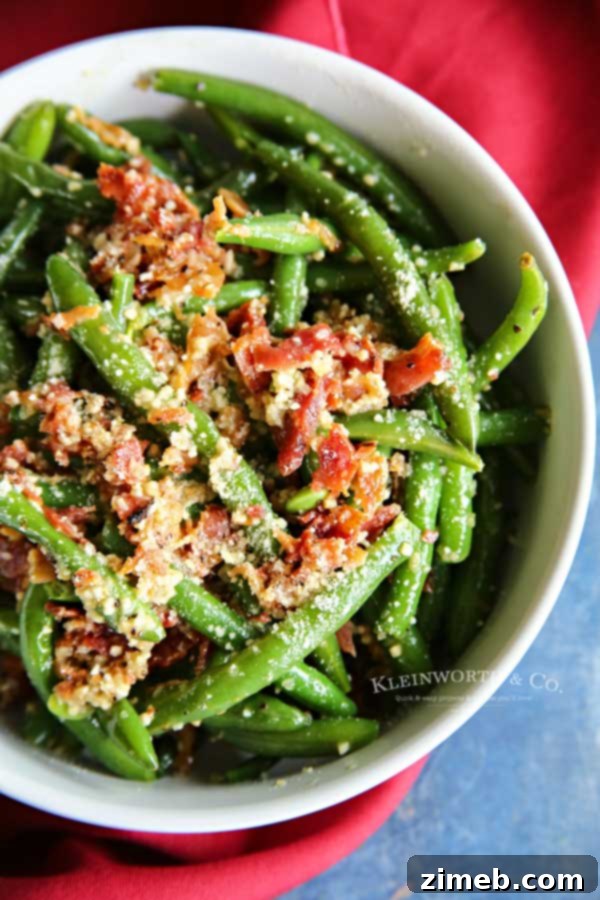 Savory Bacon and Garlic Green Beans 4 Delicious garlic green beans with crispy bacon, a holiday side dish favorite.