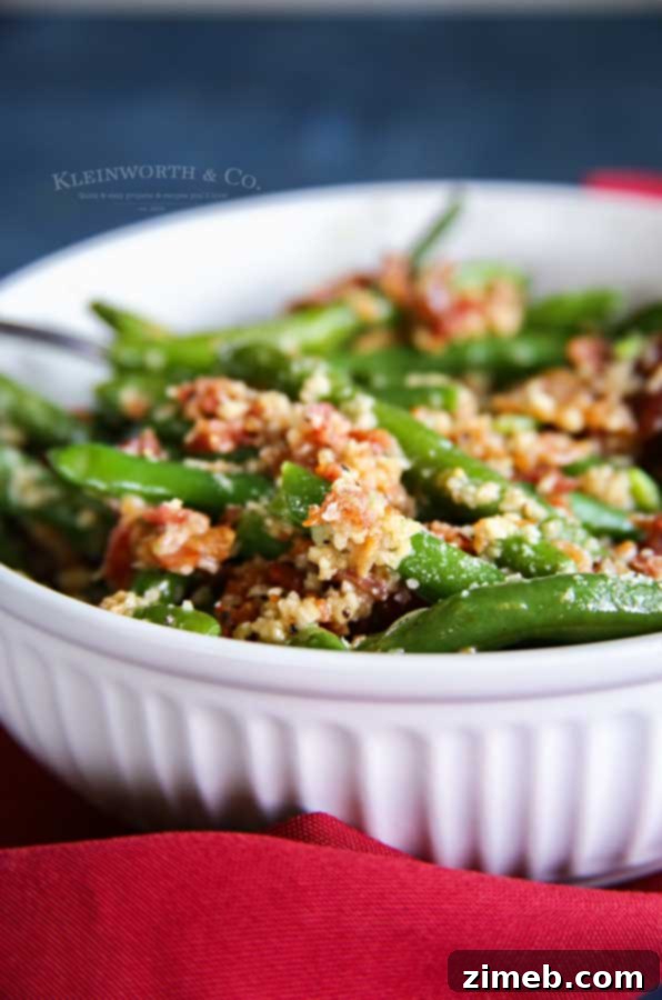 Savory Bacon and Garlic Green Beans 8 Easy green beans recipe: A savory blend of bacon, garlic, and green beans.