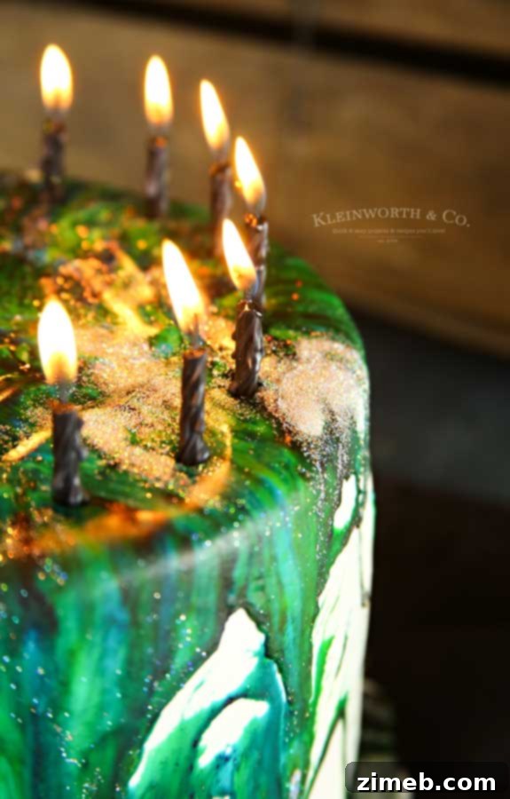 Simple Marbled Drip Glaze 5 Holographic Marble Drip Icing birthday cake with edible glitter