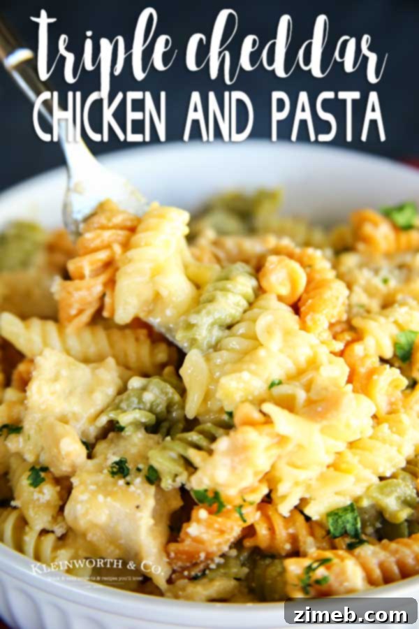 Cheesy Triple Cheddar Chicken Pasta 12 Triple Cheddar Chicken and Pasta - Comforting and Cheesy