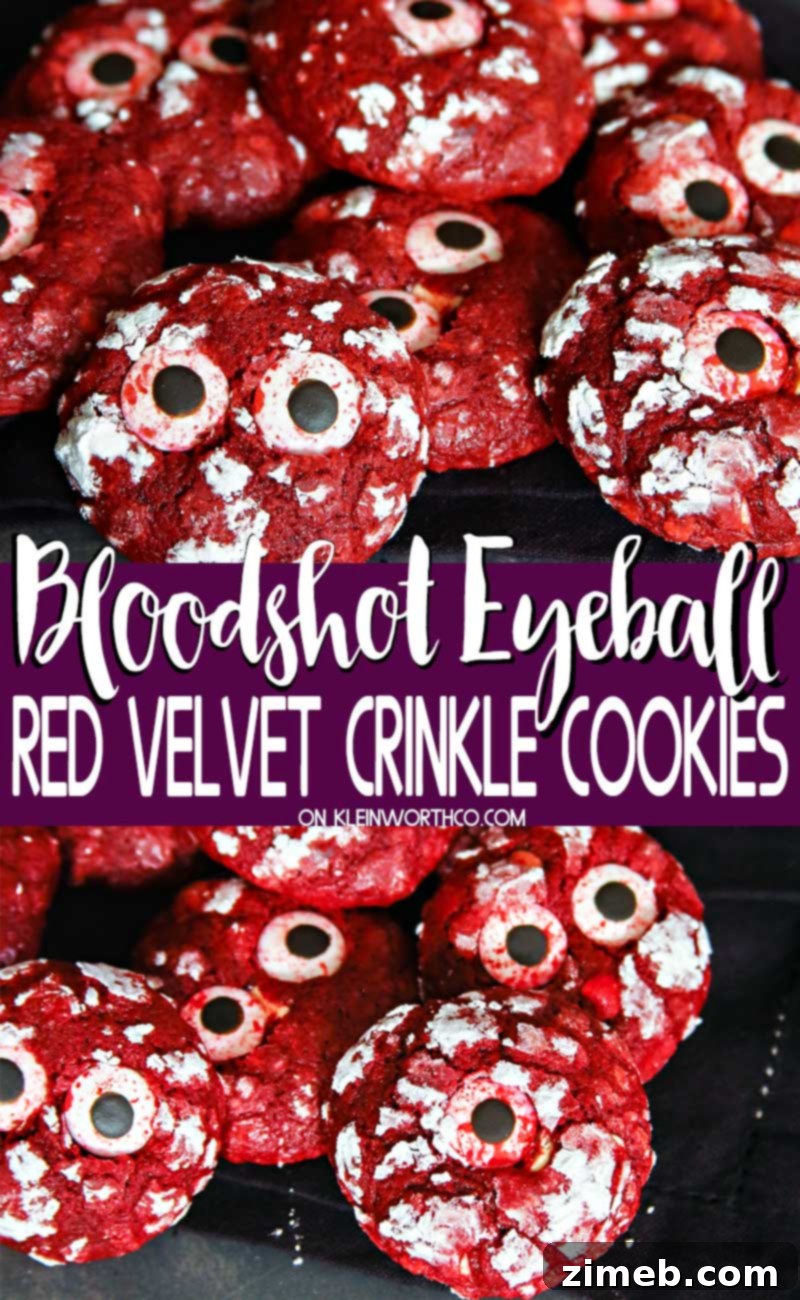Bloodshot Eyeball Red Velvet Crinkle Cookies