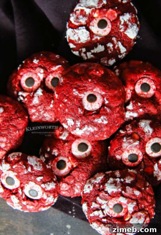 Halloween - Bloodshot Eyeball Red Velvet Crinkle Cookies