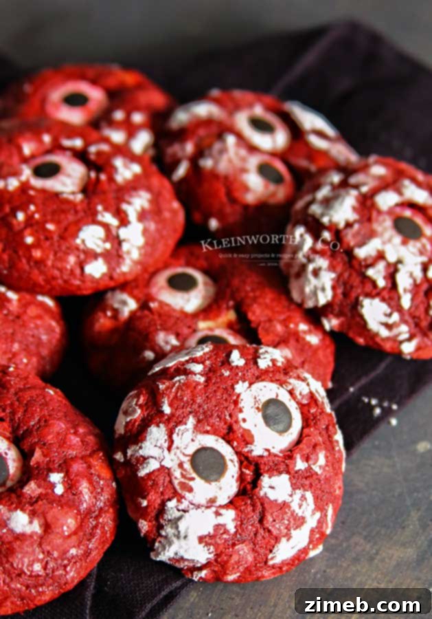 Halloween Party - Bloodshot Eyeball Red Velvet Crinkle Cookies