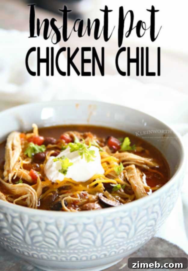 Hearty Instant Pot Chicken Chili 18 Instant Pot Chicken Chili - garnished and ready to serve