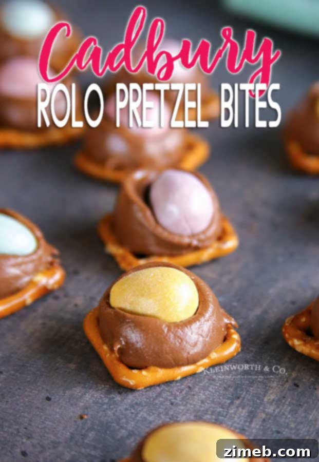 Gooey Rolo Pretzel Delights 12 Cadbury Rolo Pretzel Bites - A delightful holiday snack