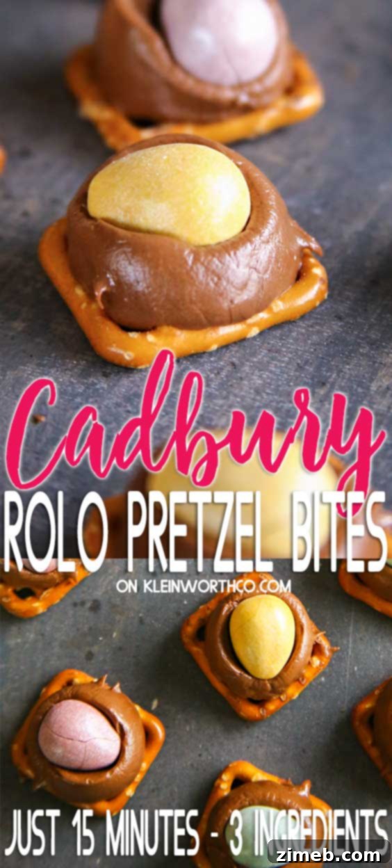 Gooey Rolo Pretzel Delights 16 Cadbury Rolo Pretzel Bites - The ultimate easy dessert recipe