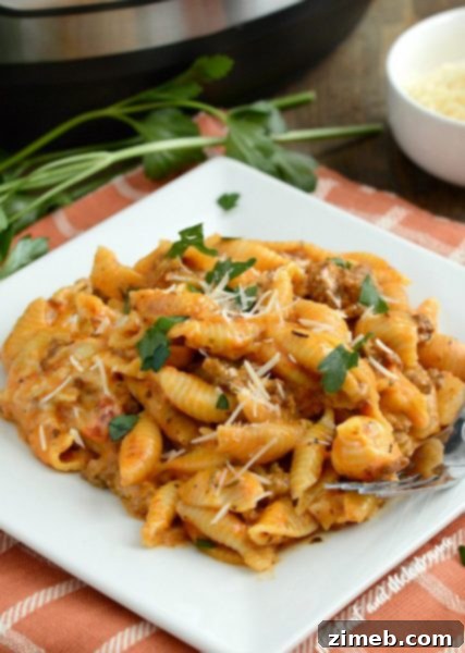Quick & Easy Instant Pot Creamy Shells and Beef – A nostalgic, family-friendly dish of tender beef and pasta in a rich, creamy sauce.