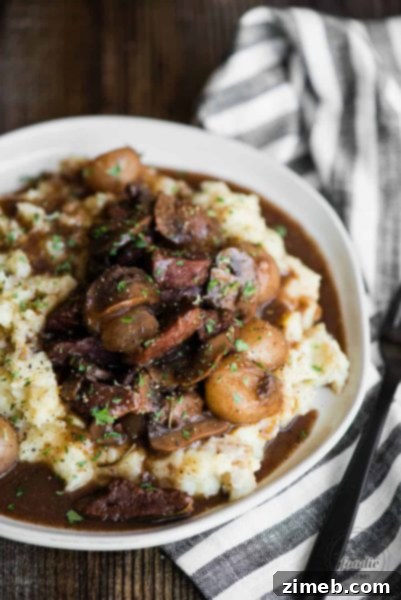 Instant Pot Beef Burgundy – Rich and elegant Beef Burgundy, with tender beef and a deep red wine sauce, made in your Instant Pot.