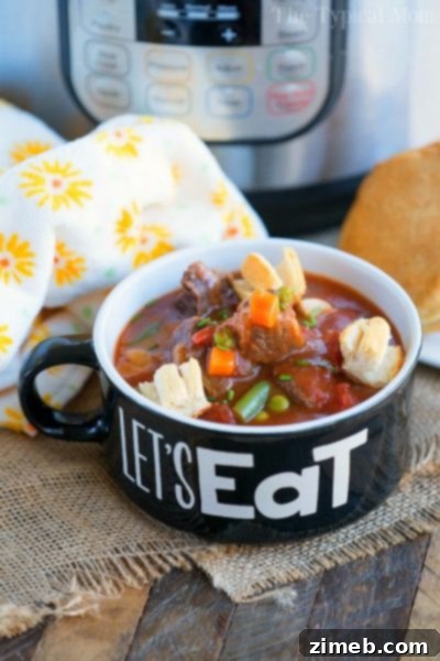 Pressure Cooker Beef Pot Pie Soup – All the delicious flavors of a beef pot pie in a warm and comforting soup form.