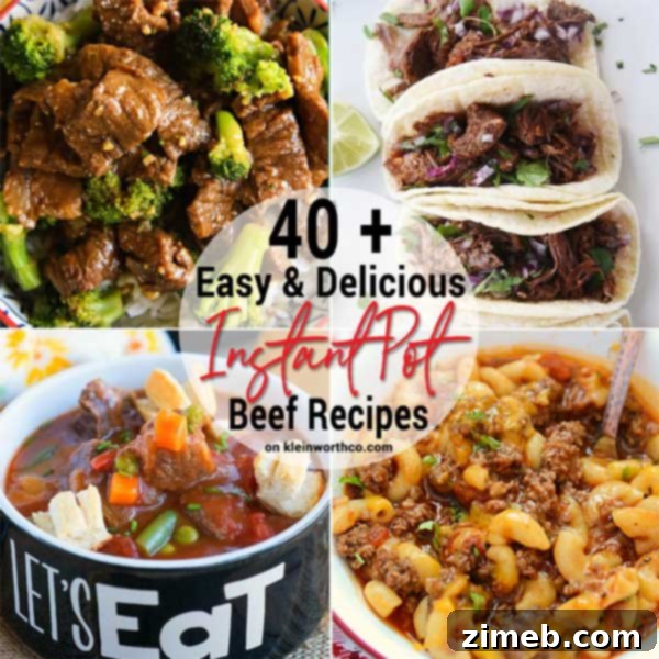 A vibrant collage showcasing a variety of delicious and easy Instant Pot beef recipes, inspiring quick and flavorful meals.