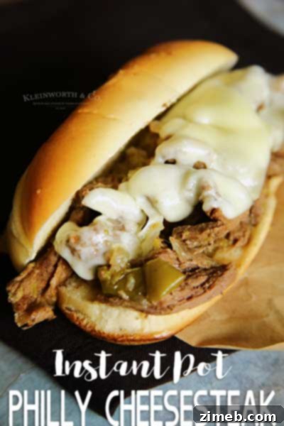 Instant Pot Philly Cheesesteak – Recreate the iconic sandwich with thinly sliced beef, peppers, onions, and melted cheese, made easy in your Instant Pot.