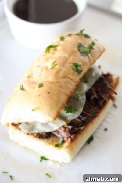 Super Easy Instant Pot French Dip Sandwich Recipe – Tender, juicy beef simmered in flavorful broth, perfect for classic French Dip sandwiches.