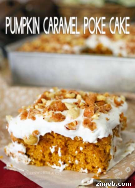 Pumpkin Caramel Poke Cake - a decadent fall dessert.