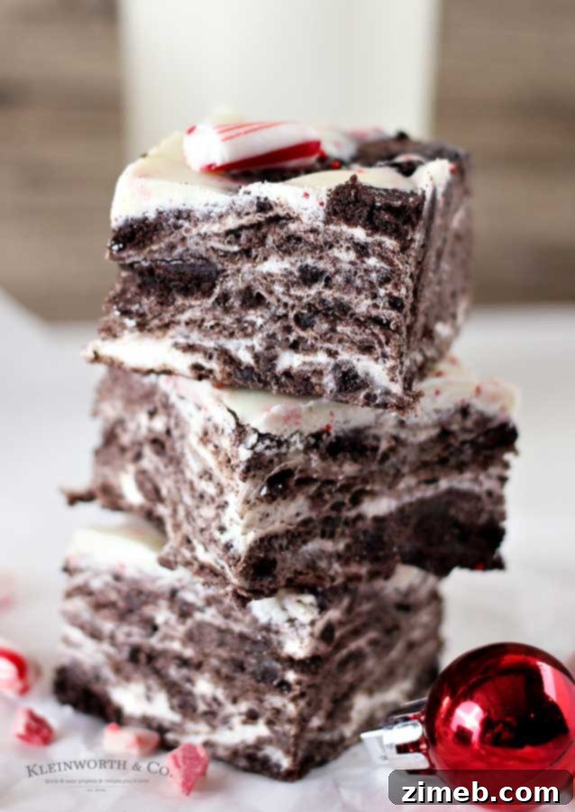 No Bake Peppermint Oreo Bars recipe - easy holiday dessert