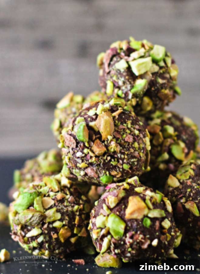 Dark Chocolate Pistachio Truffles - elegant and rich dessert
