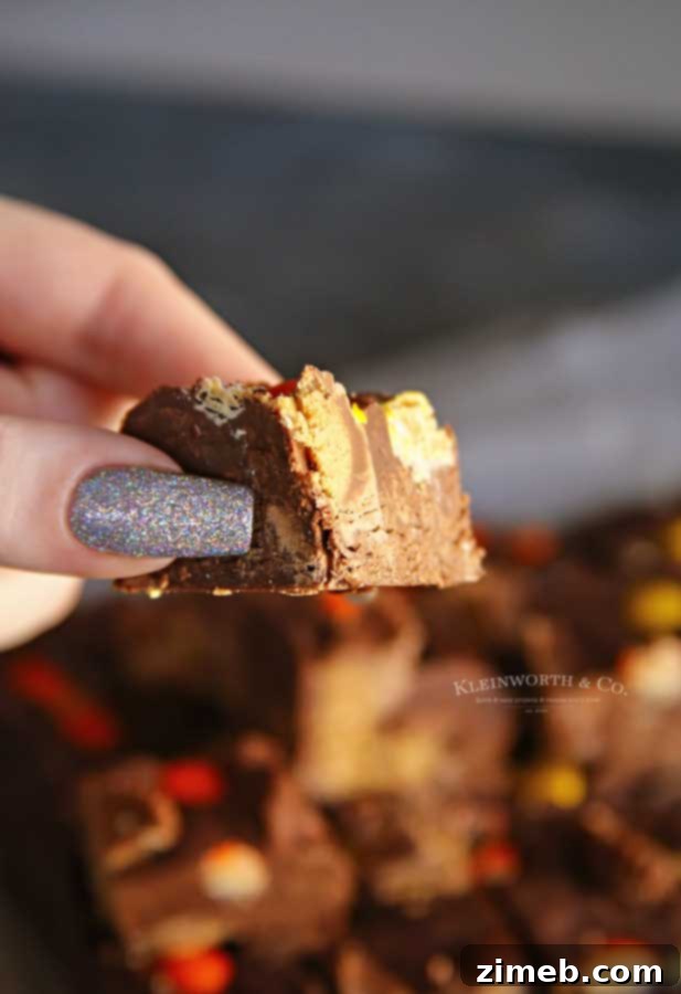 Easy Microwave Reese's Fudge recipe - a fast, simple dessert