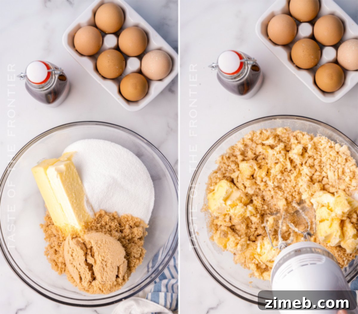 Mixing the butter and sugar for Cowboy Cookies