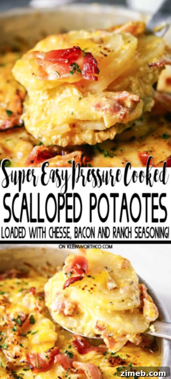 Effortless Scalloped Potatoes 2 Easy Scalloped Potatoes - Loaded with cheese & pressure cooked to perfection, these Easy Scalloped Potatoes are the perfect side dish to any weeknight or holiday meal. Delicious!